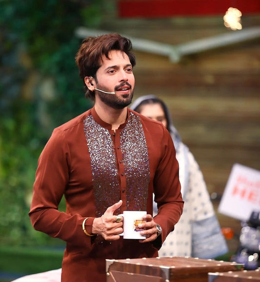 REDWOOD NECK EMBROIDERED MEN'S KURTA WITH PAJAMA SET