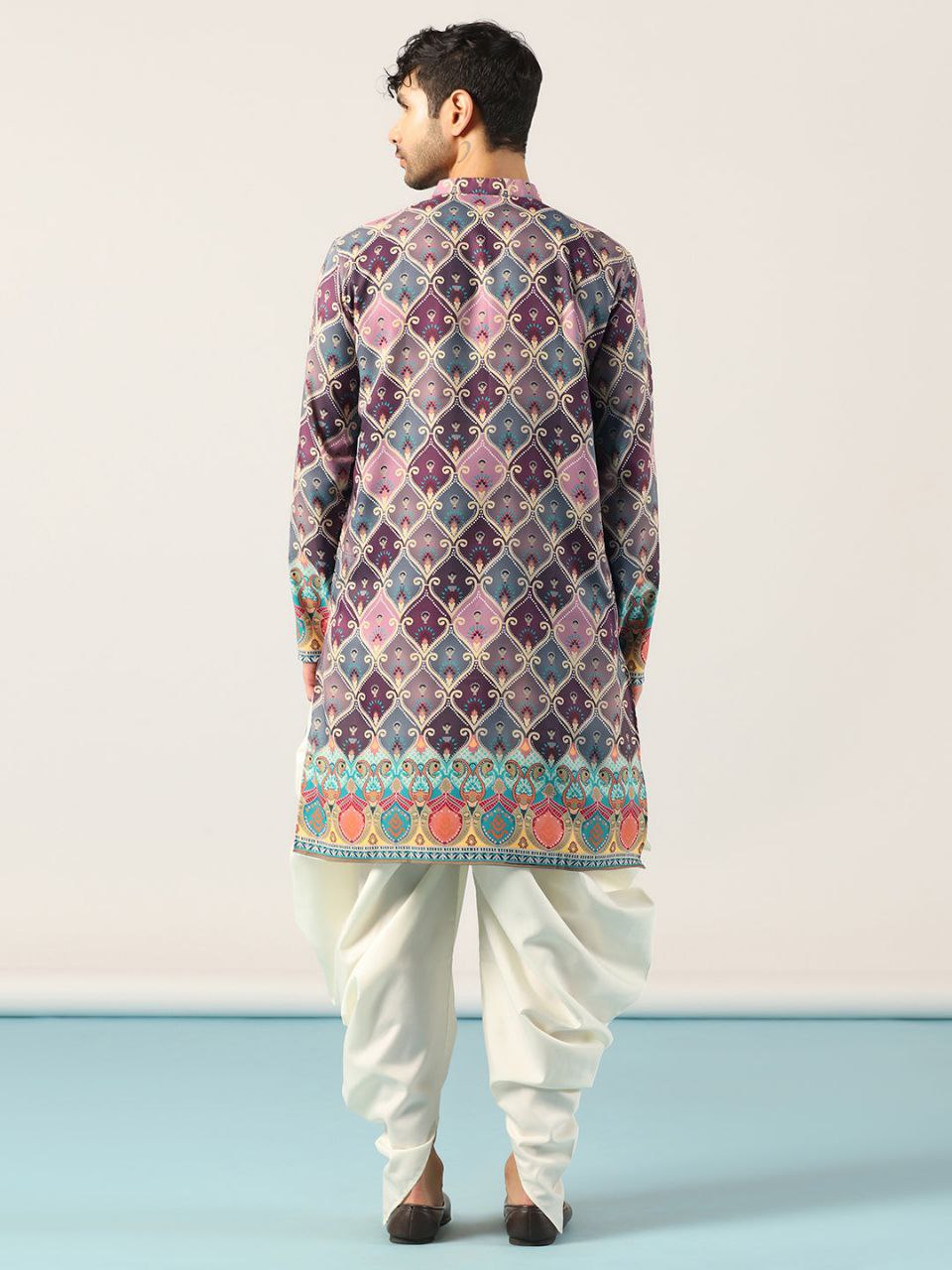 GREY PINK PRINTED KURTA AND PATIYALA SET