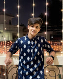 BLUE EMBROIDERY WORK KURTA, PAJAMA STE