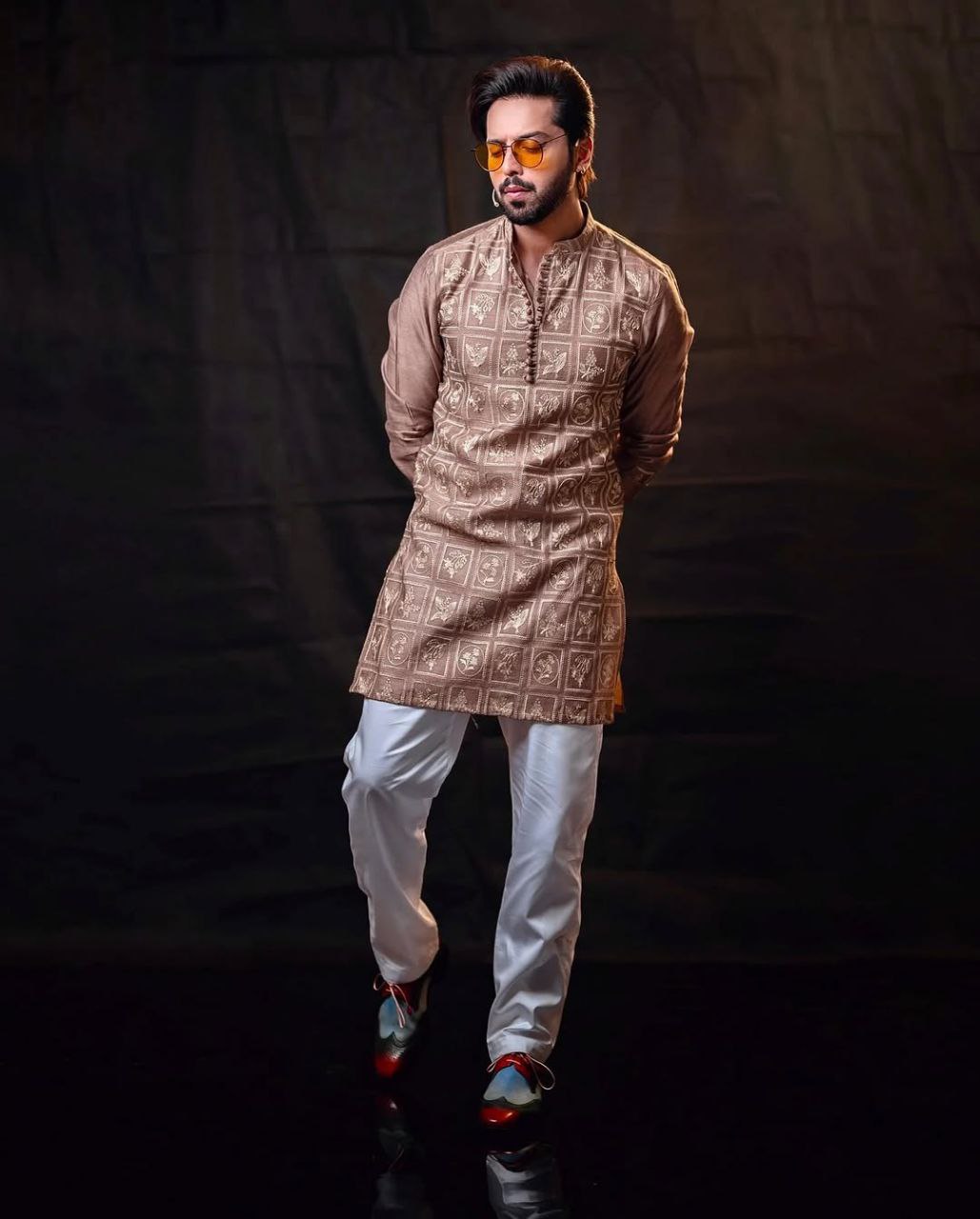 OYSTER PINK Embroidered Work Men's Kurta with Pajama