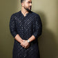ALI BLACK MIRROR WORK KURTA AND PAJAMA