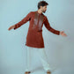 REDWOOD NECK EMBROIDERED MEN'S KURTA WITH PAJAMA SET