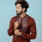 REDWOOD NECK EMBROIDERED MEN'S KURTA WITH PAJAMA SET