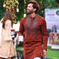 REDWOOD NECK EMBROIDERED MEN'S KURTA WITH PAJAMA SET