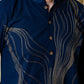 NAVY BLUE DESIGNER EMBRODARY WORK KURTA AND PAJAMA SET