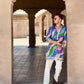 MULTI COLOURED BADHANI EMBROIDERED WORK PRINTED KURTA AND PAJAMA