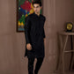 BLACK HUMMING BIRDS EMBRODRY KURTA WITH WHITE PAJAMA