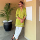 Olive Yellow EMBROIDERED MEN'S KURTA WITH PAJAMA SET