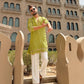 Olive Yellow EMBROIDERED MEN'S KURTA WITH PAJAMA SET