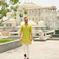 Olive Yellow EMBROIDERED MEN'S KURTA WITH PAJAMA SET