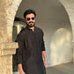 STYLISH BLACK EMBROIDERED KURTA WITH PAJAMA