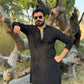 STYLISH BLACK EMBROIDERED KURTA WITH PAJAMA