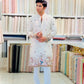 TREE N PEACOCK DAMAN PRINTED WORK KURTA PAJAMA SET FOR MEN'S