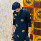 Blue Charcoal ELEPHANT Embroidered Work Men's Kurta with Pajama