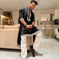 BLACK WHTE NECK EMBRODERD WORK KURTA SET