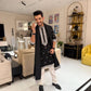 BLACK WHTE NECK EMBRODERD WORK KURTA SET