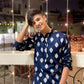 BLUE EMBROIDERY WORK KURTA, PAJAMA STE