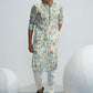 LIGHT GREY PRINTED WORK KURTA PAJAMA SET FOR MEN'S