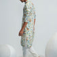 LIGHT GREY PRINTED WORK KURTA PAJAMA SET FOR MEN'S