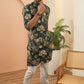 LUNAR GREEN PRINTED WORK KURTA PAJAMA SET FOR MEN'S