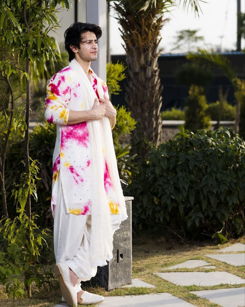 MULTI COLOURED MIRROR WORK PRINTED KURTA, PAJAMA and DUPATA